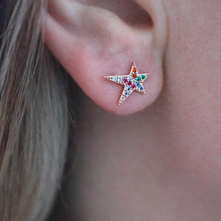 Star Stud Earrings - Rose Gold