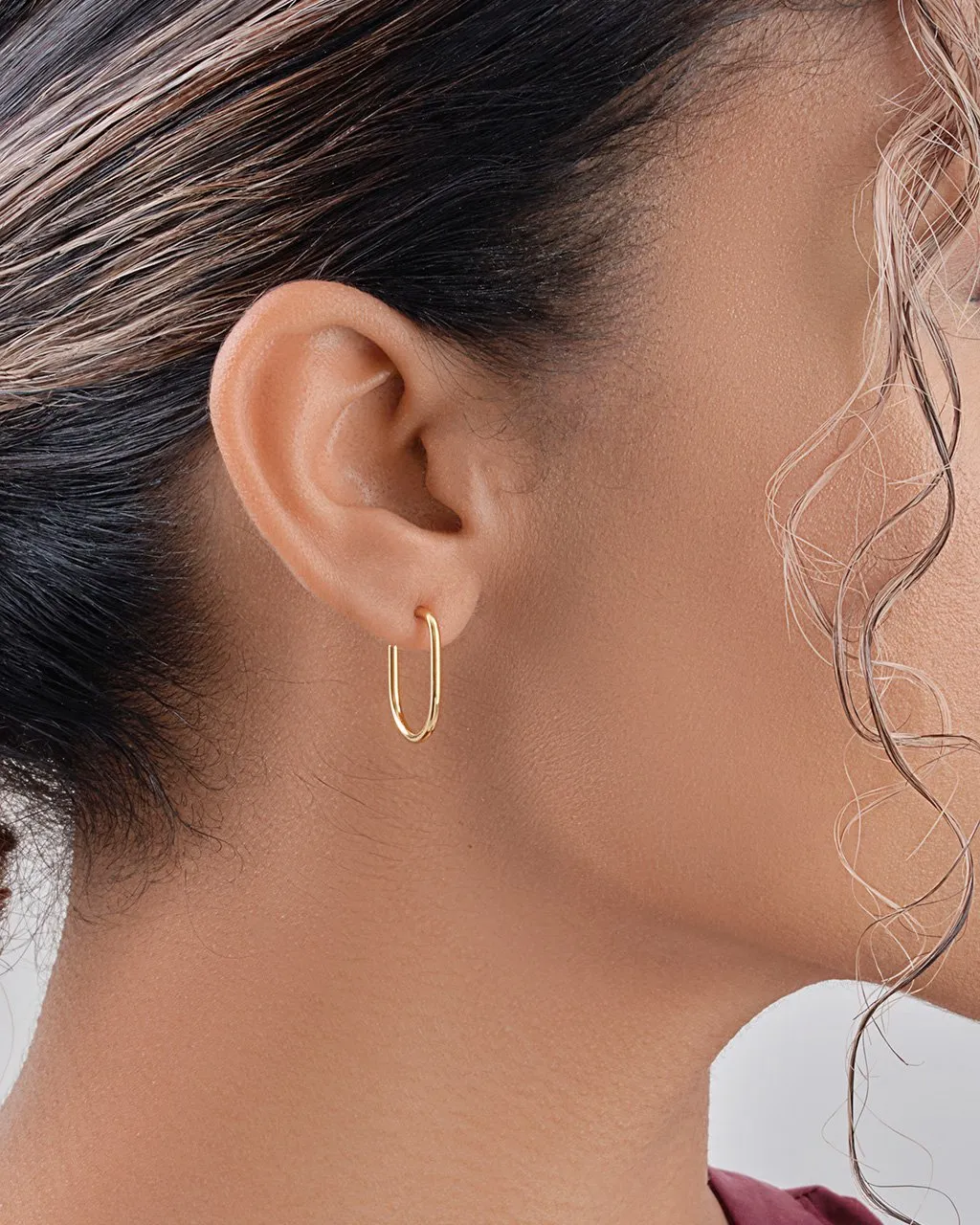 Sterling Silver Linear Hoop Earrings
