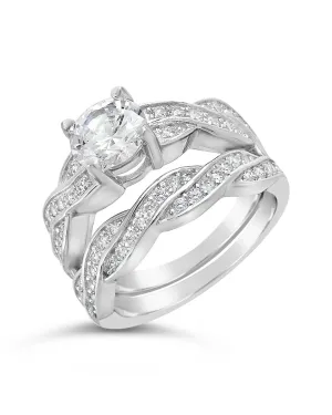 Sterling Silver Round CZ Ring with Twist Band