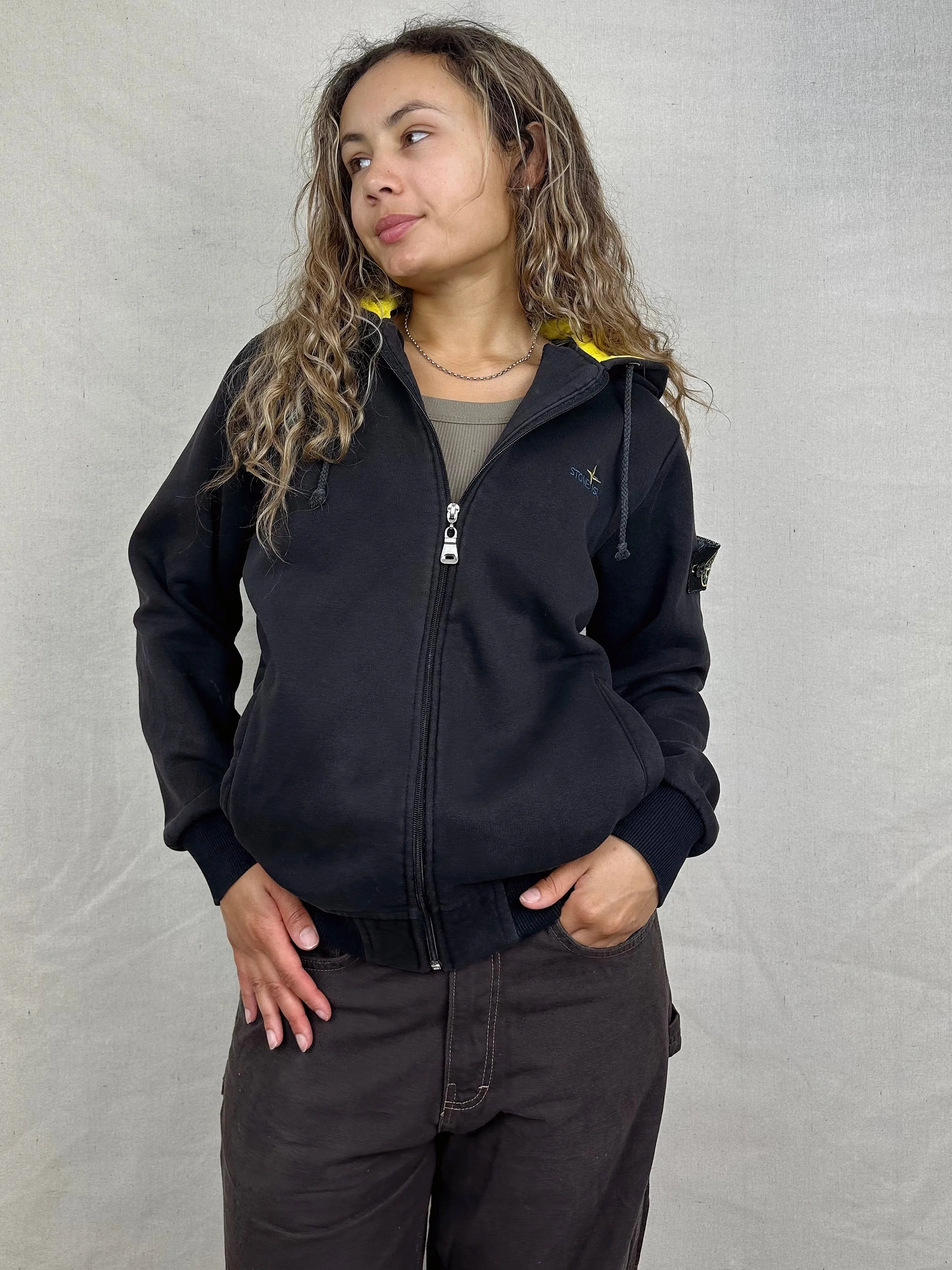 Stone Island Embroidered Vintage Zip-Up Hoodie Size 8