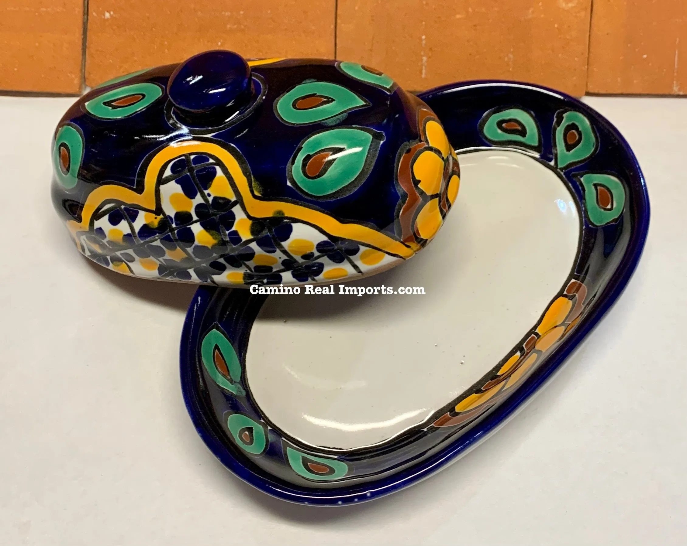 Talavera Pottery Butter Dish Hand Painted TBDMD003