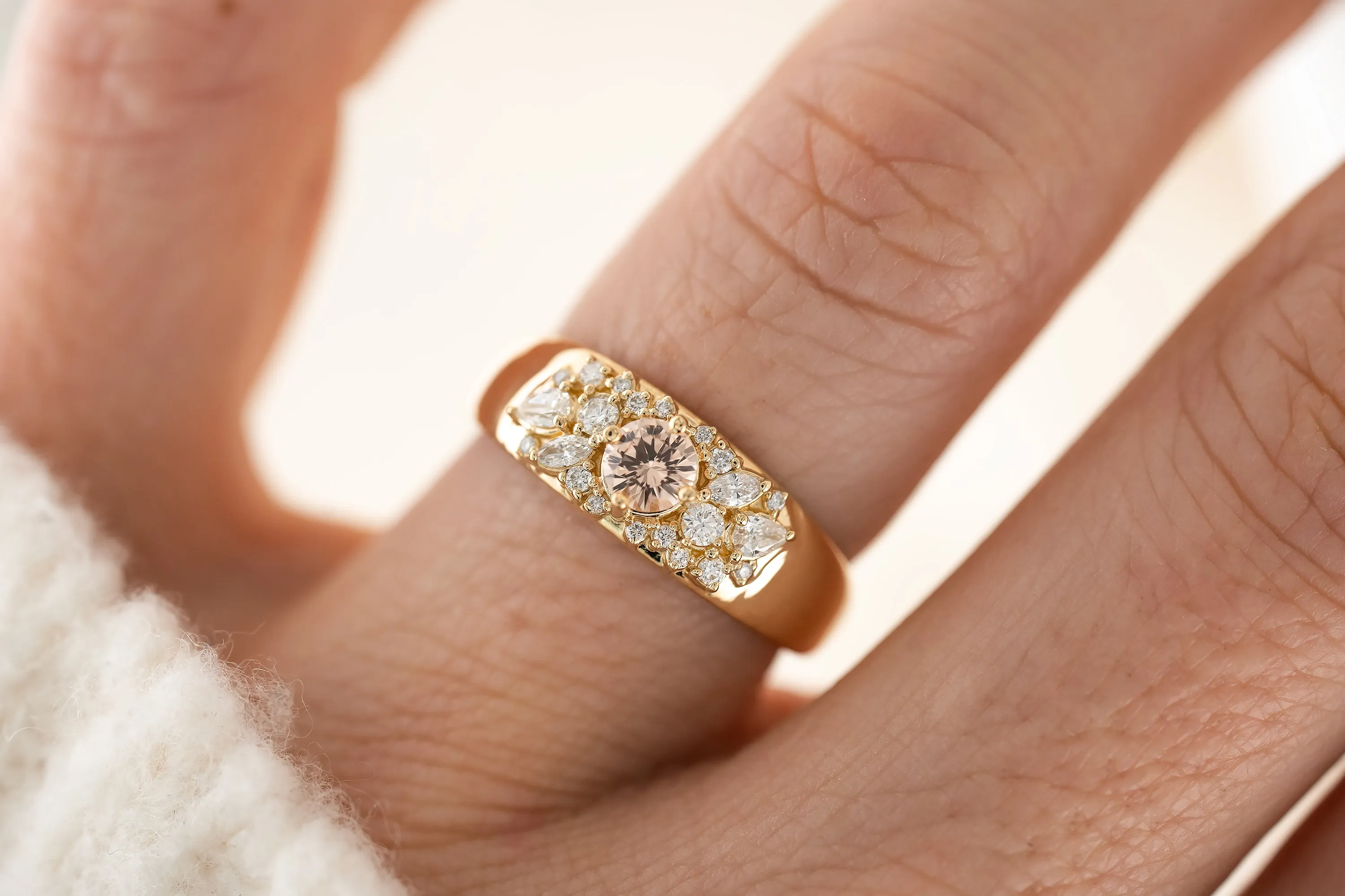 The Bejeweled Ring | Pale Peach Sapphire