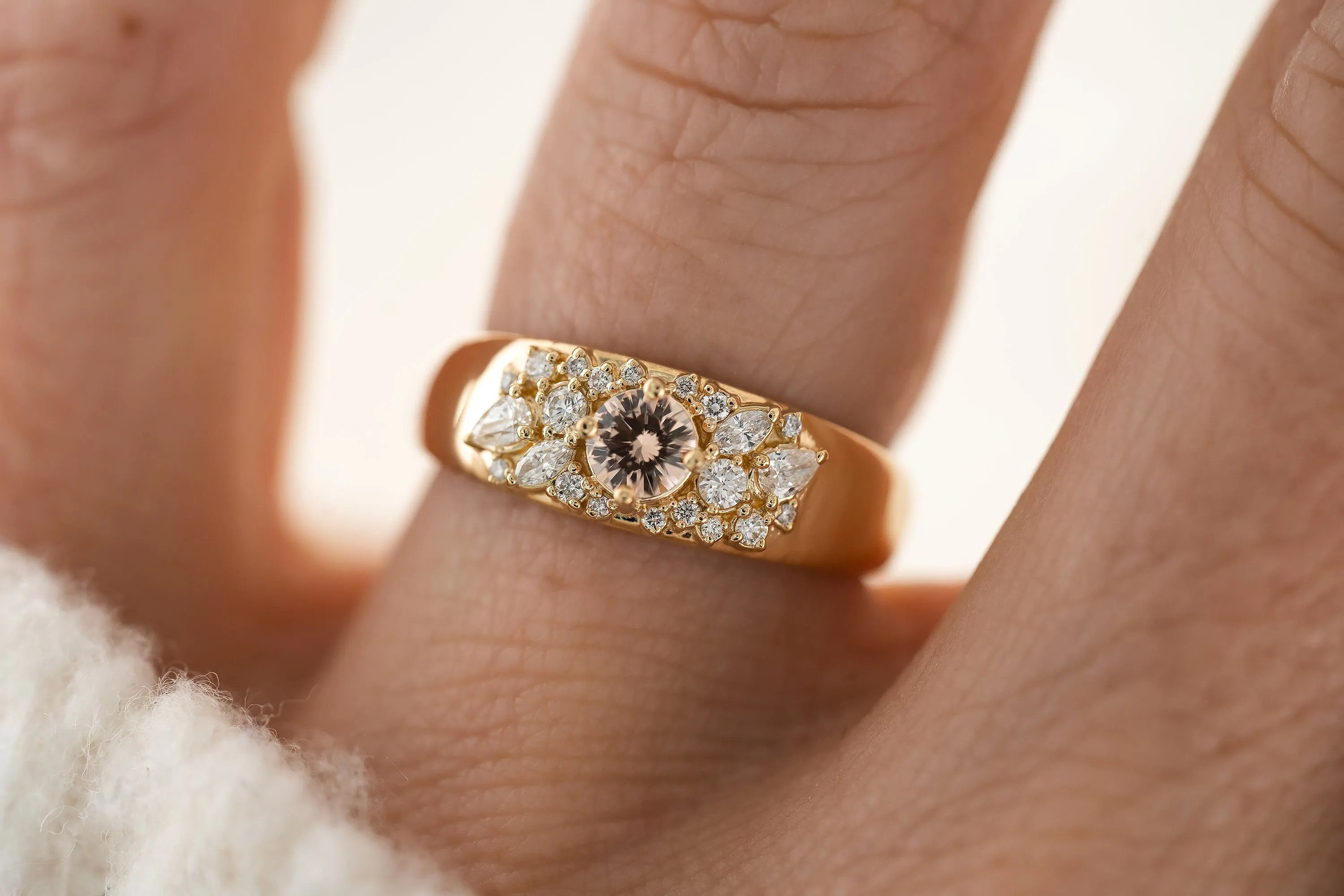 The Bejeweled Ring | Pale Peach Sapphire