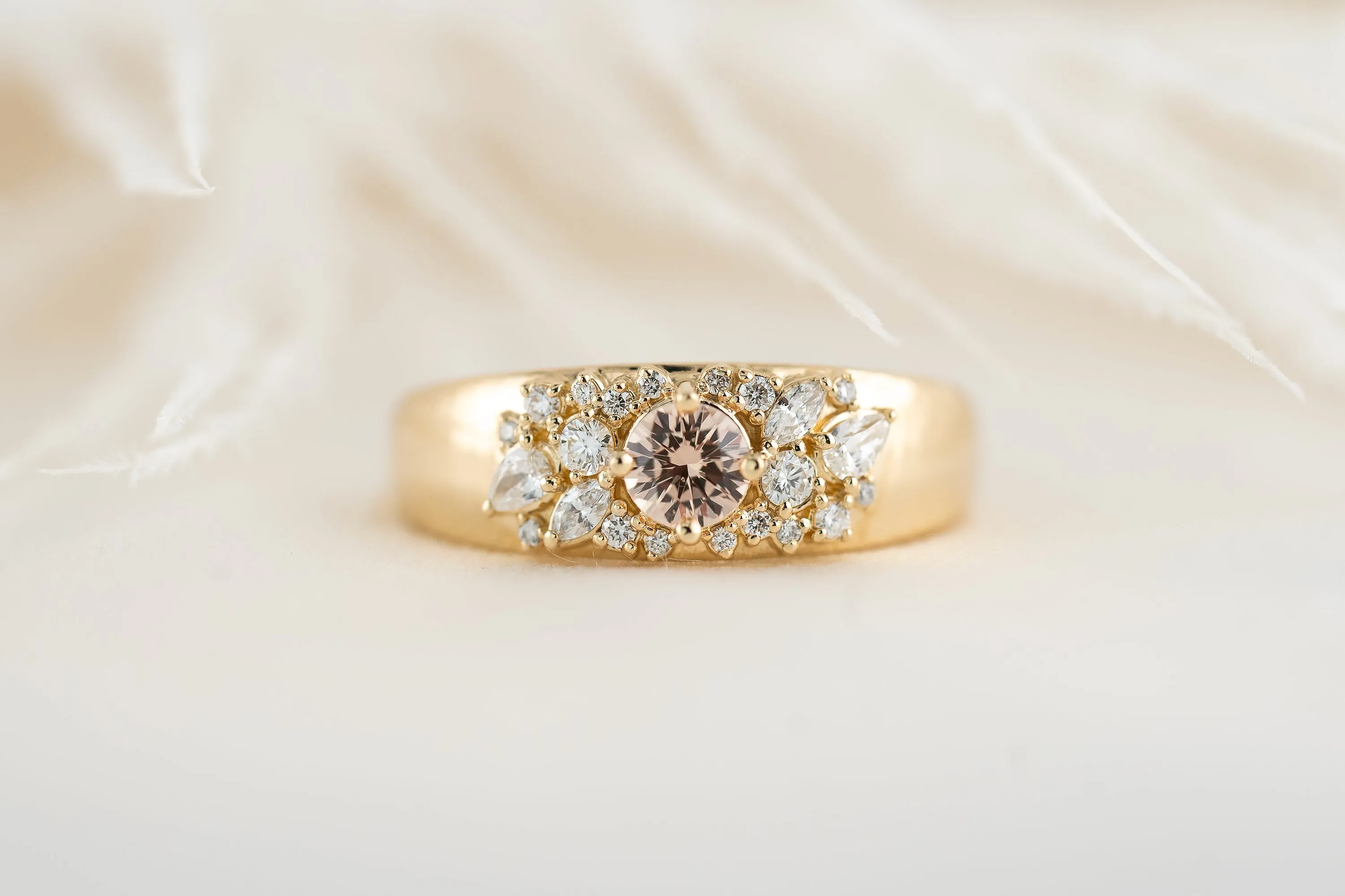 The Bejeweled Ring | Pale Peach Sapphire