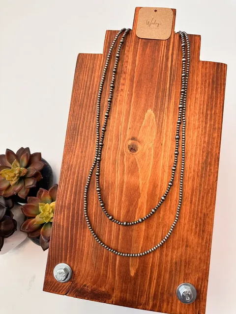 The Quade Faux Silver Pearl Double Strand Necklace