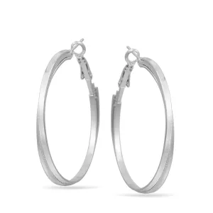 THREE CIRCLE RHODIUM HOOP EARRINGS #20780E-2RHO (HF12)
