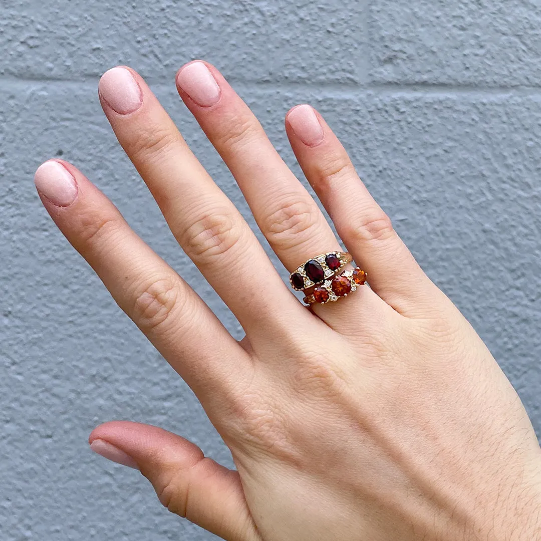 Three-Stone Round Citrine & Diamond 14K Yellow Gold Ring