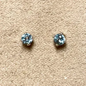 Topaz (Swiss Blue) Round Faceted Post Earrings