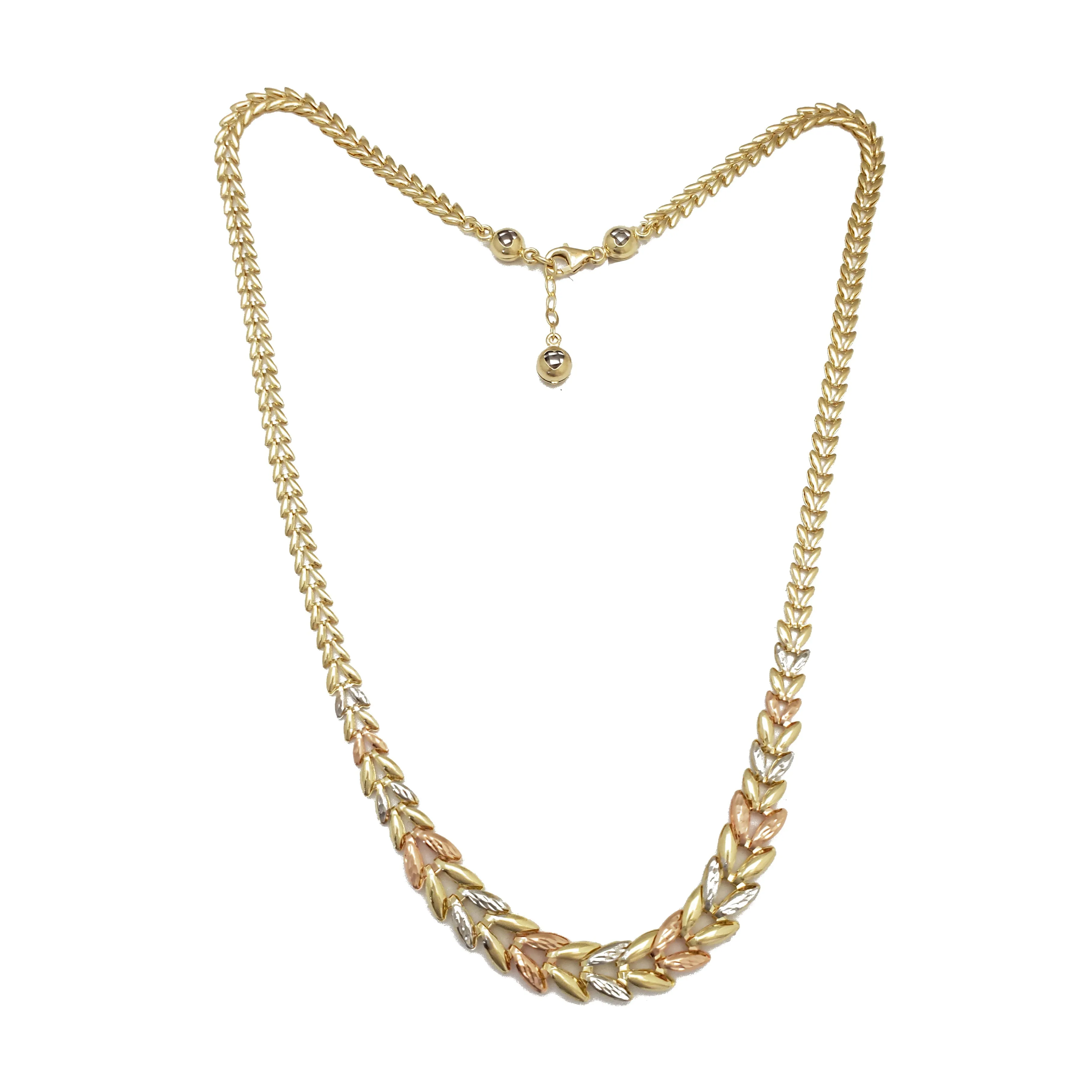 Tricolor Leaf Fancy Necklace (14K)