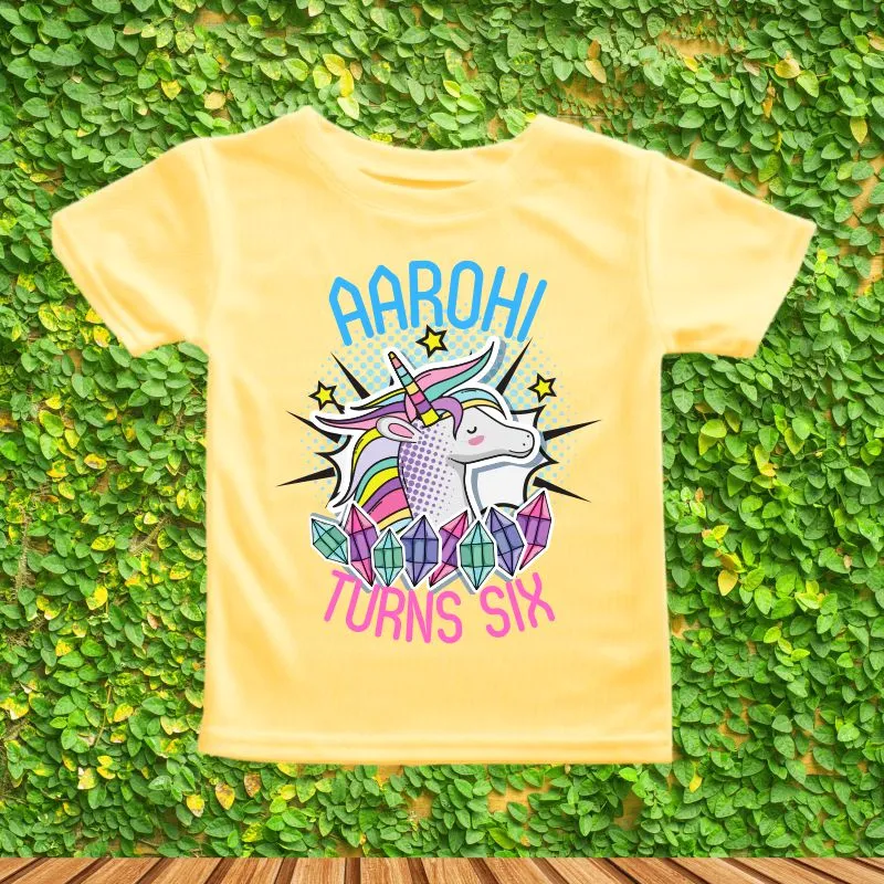 Unicorn Theme Customized T-Shirt for 6th Birthday | Sixth Birthday