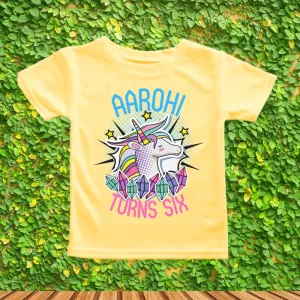 Unicorn Theme Customized T-Shirt for 6th Birthday | Sixth Birthday