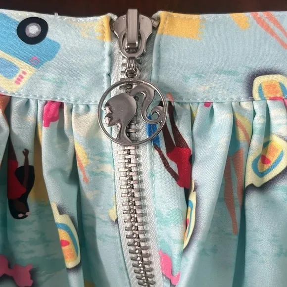 Unique Vintage Barbie Beach Fun Blue Gellar Skater Swing Skirt Size Large 10/12