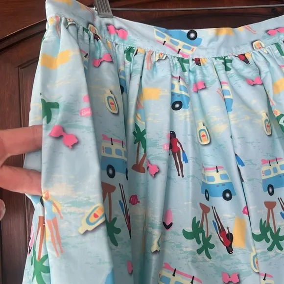 Unique Vintage Barbie Beach Fun Blue Gellar Skater Swing Skirt Size Large 10/12