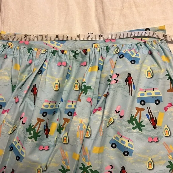 Unique Vintage Barbie Beach Fun Blue Gellar Skater Swing Skirt Size Large 10/12