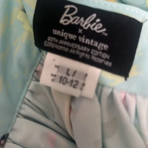 Unique Vintage Barbie Beach Fun Blue Gellar Skater Swing Skirt Size Large 10/12