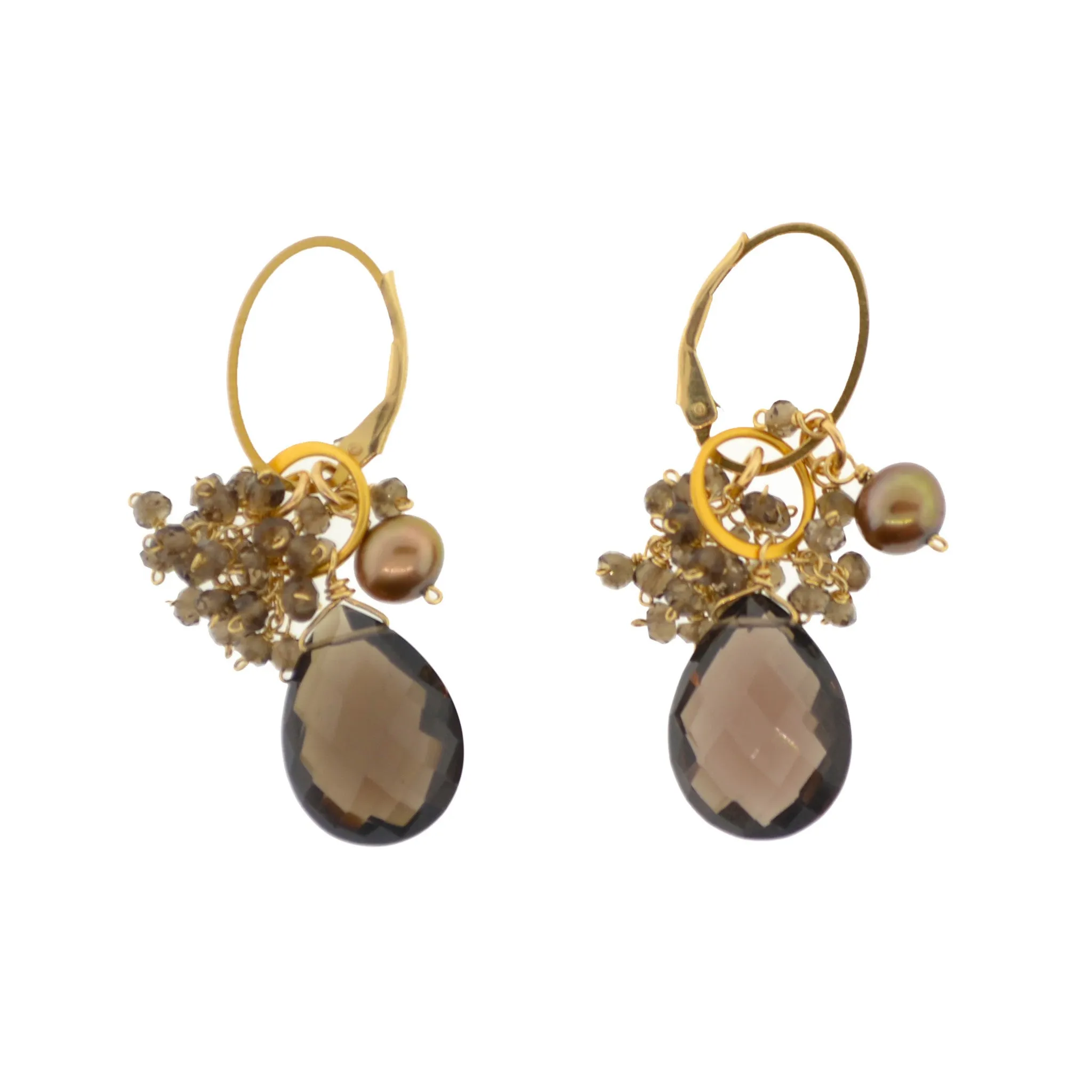 Up/Downtown Smokey Quartz Cluster Earrings