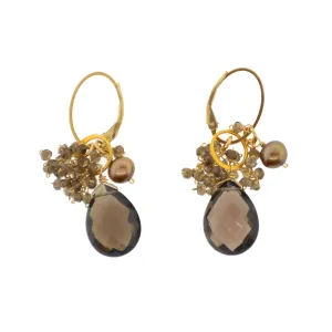 Up/Downtown Smokey Quartz Cluster Earrings