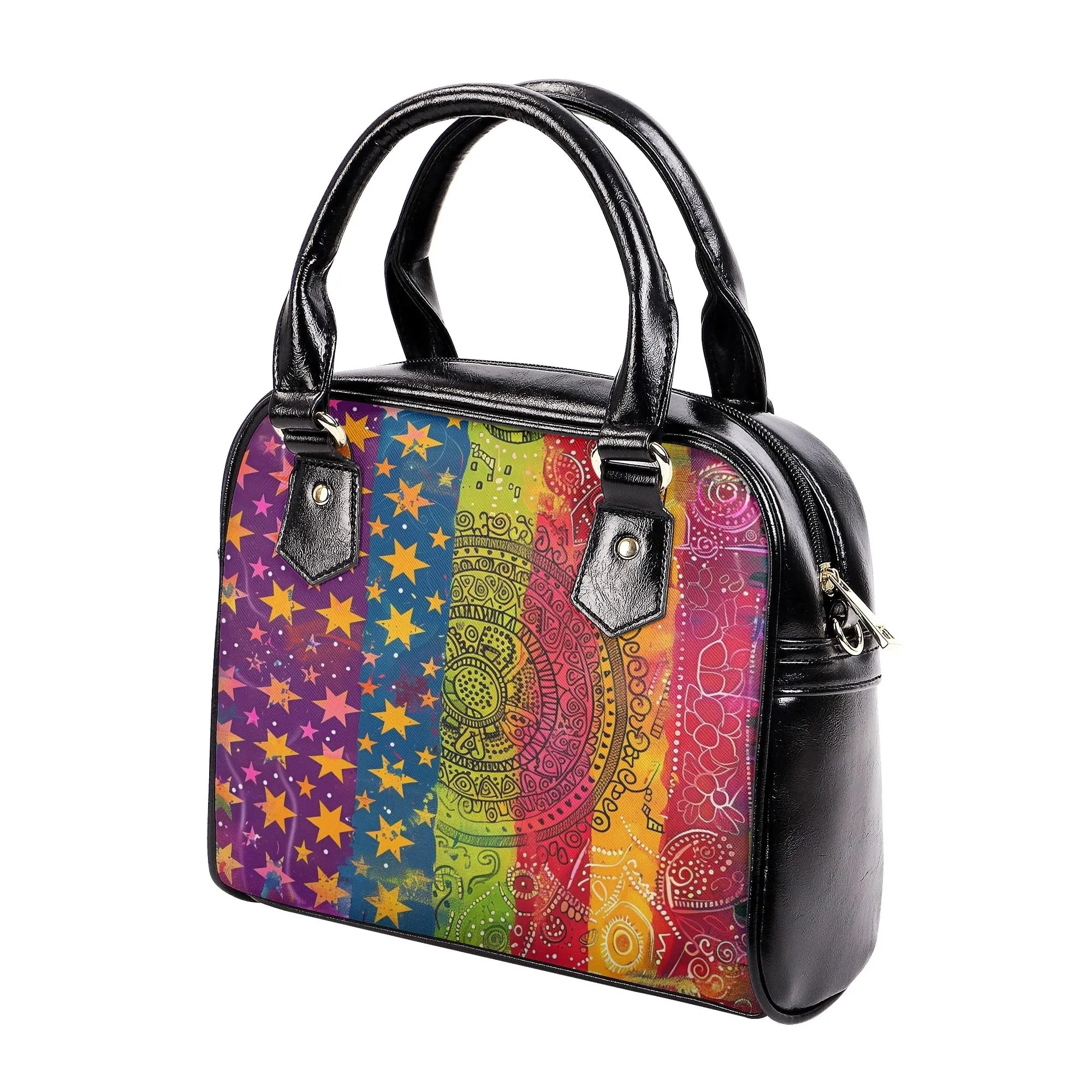 Vibrant Rainbow Pride Mandala Handbag – Colorful Boho Chic Tote for Everyday Style