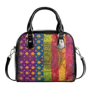 Vibrant Rainbow Pride Mandala Handbag – Colorful Boho Chic Tote for Everyday Style