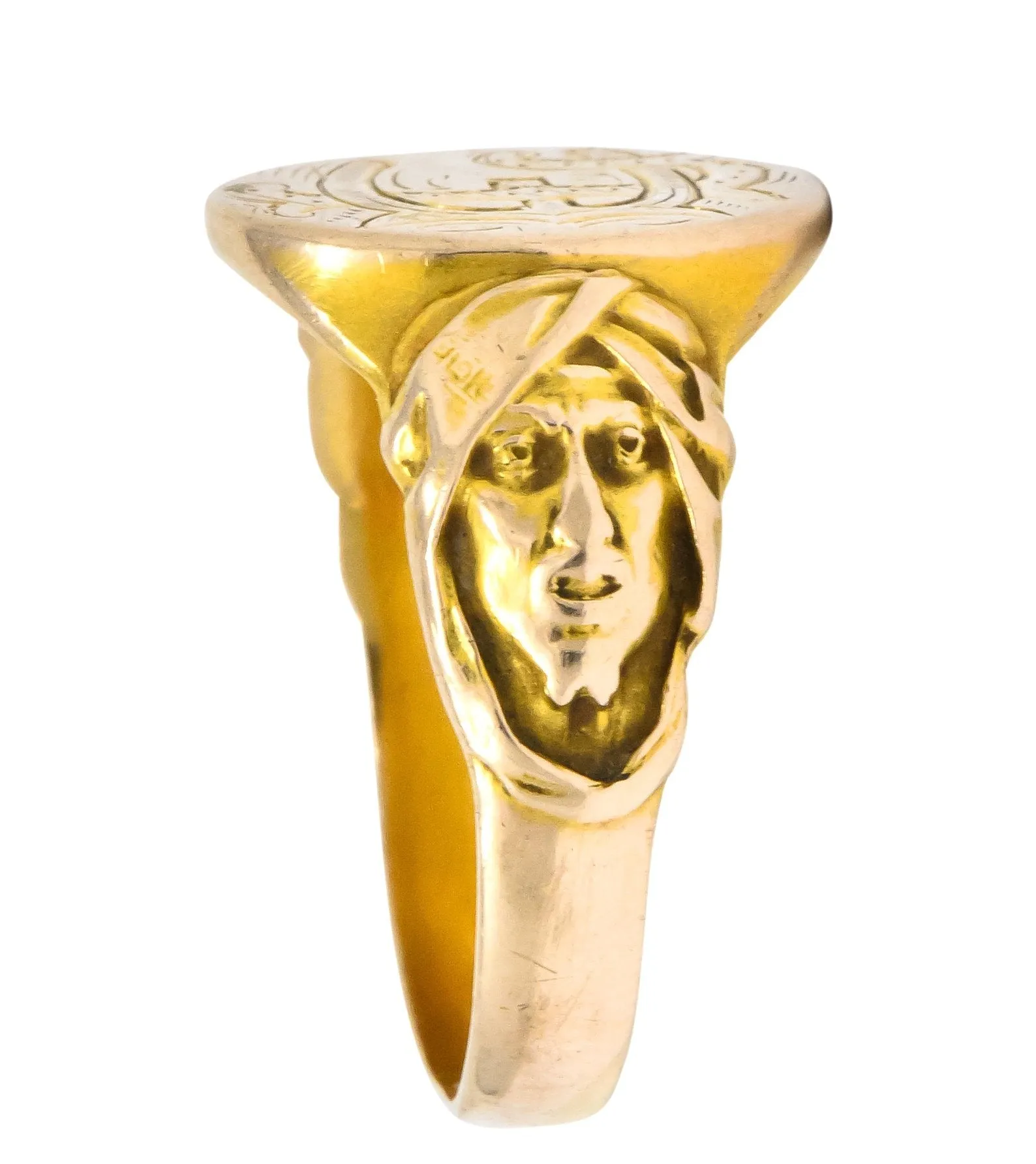 Victorian 14 Karat Gold Cloaked Wise Man Unisex Signet Ring
