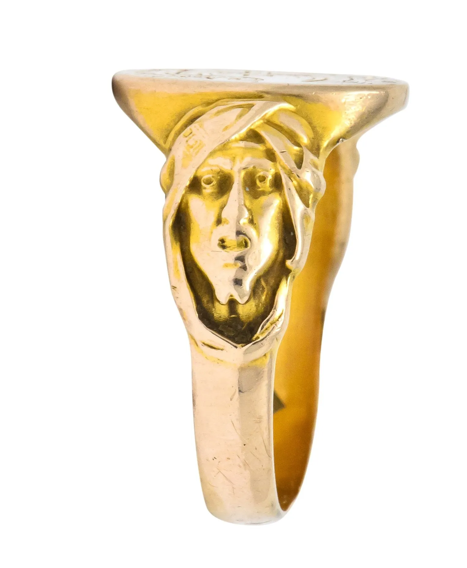 Victorian 14 Karat Gold Cloaked Wise Man Unisex Signet Ring
