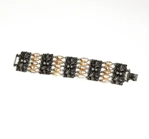 Victorian Revival Pearl and Silver Bead Bracelet by Judy Lee