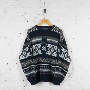 Vintage Patterned Jumper - Black - XL