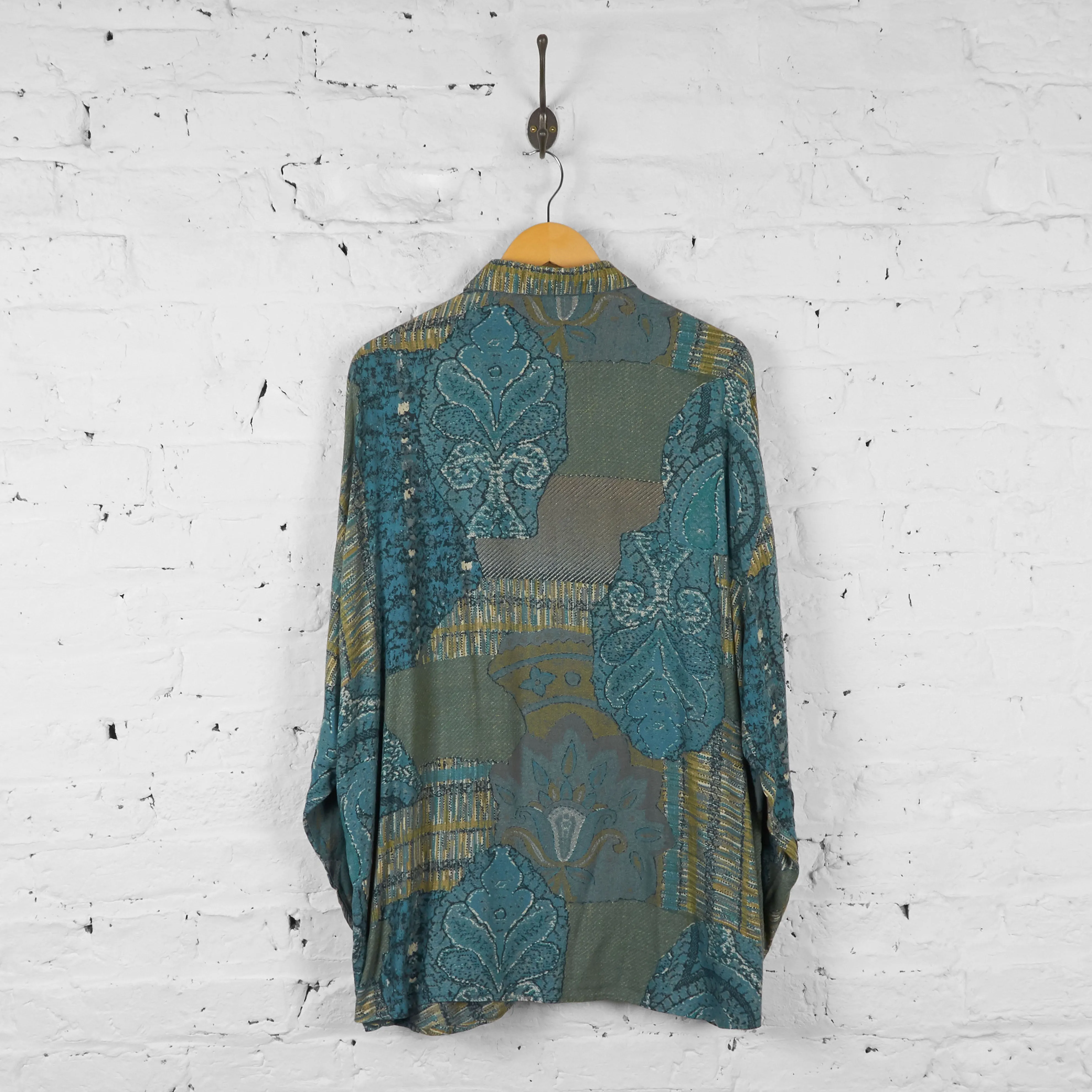 Vintage Patterned Party Shirt - Blue - XL