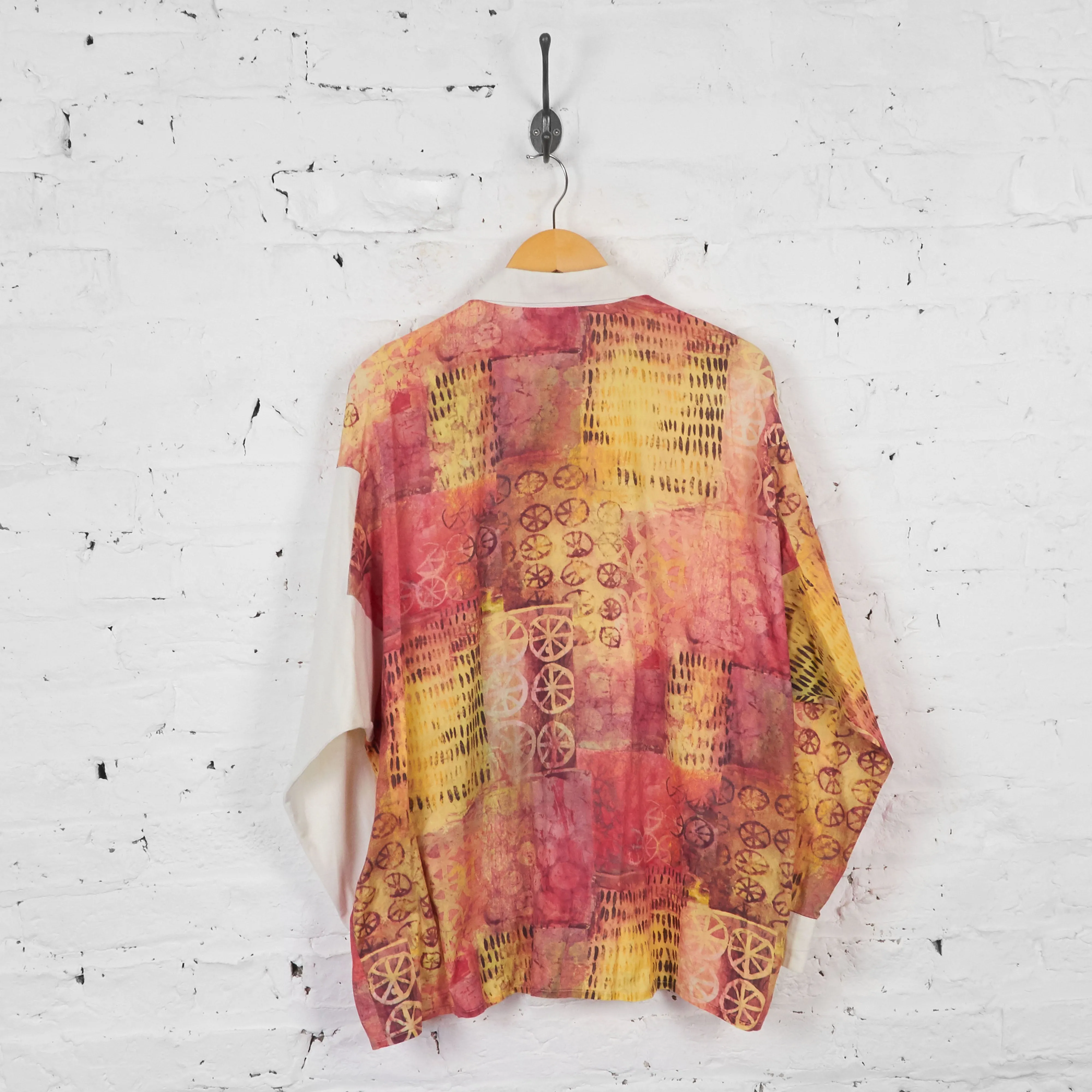 Vintage Patterned Statement Shirt - Pink/White - M