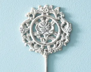 Vintage rose ornate filigree iron wall hook
