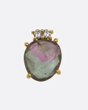 Watermelon Tourmaline and Diamond Reed Stud Earring