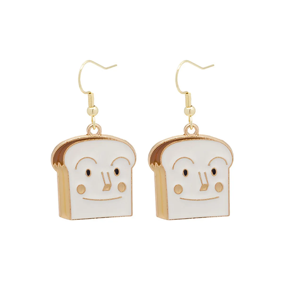 White Enamel & 18K Gold-Plated Toast Drop Earrings