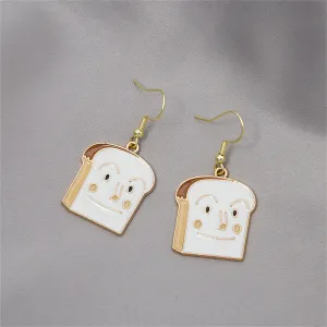 White Enamel & 18K Gold-Plated Toast Drop Earrings
