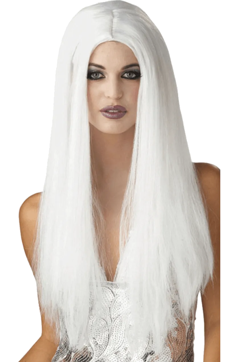 Womens Long White Halloween Wig