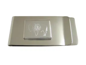 Wyoming State Map Shape and Flag Design Money Clip