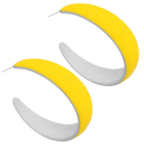 Yellow Glossy Hoop Earrings